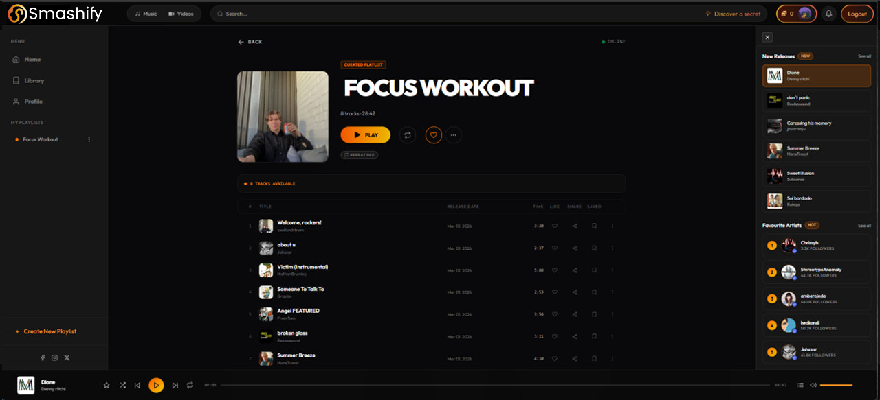 Smashify playlist and royalty dashboard